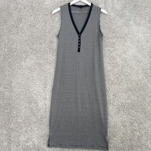 J. Crew Navy White Micro Stripe Tank Sleeveless Midi Dress Modal Blend - Medium
